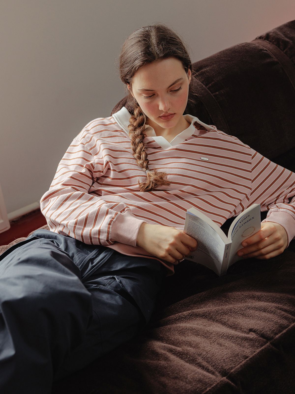 랭앤루(LANGNLU) SERIN Collar Sweatshirt(세린)_PINK