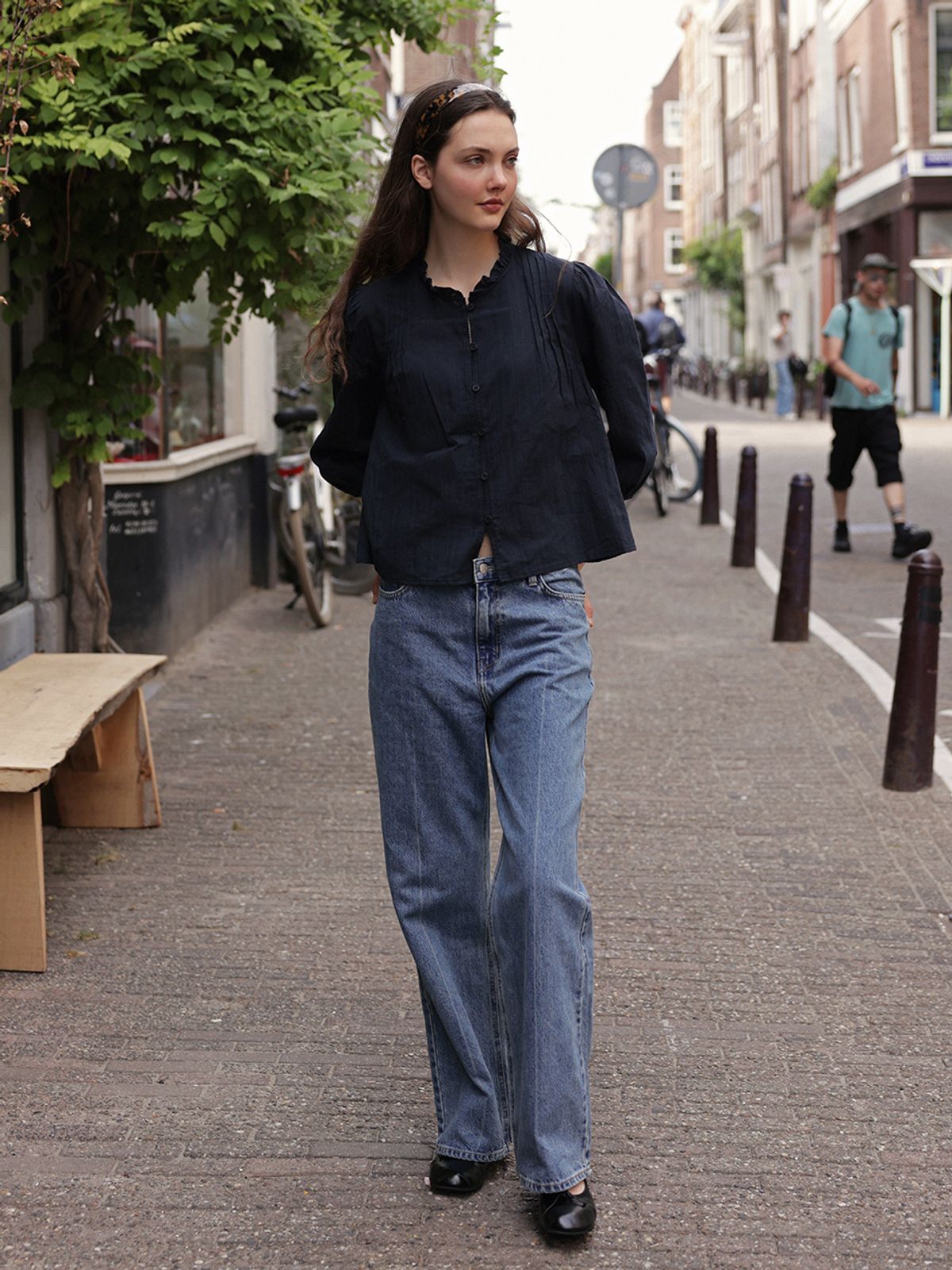 랭앤루(LANGNLU) LENA Frill Blouse(레나)_NAVY