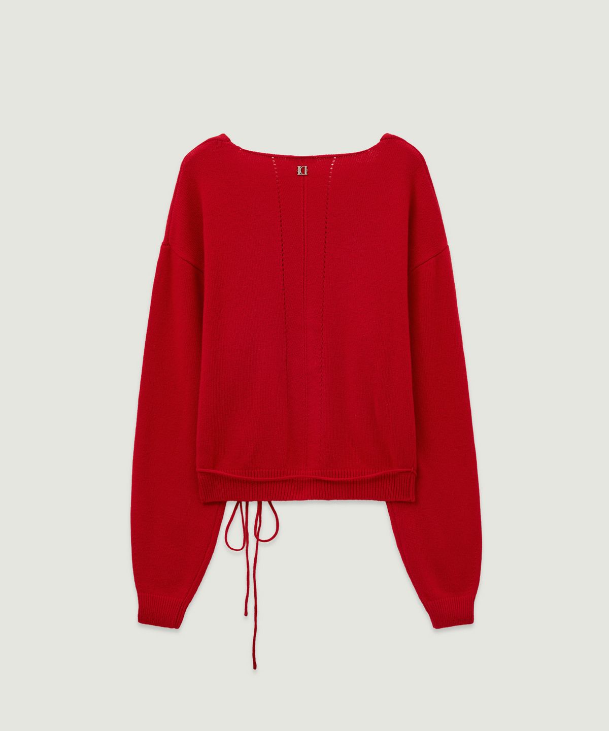 엘무드 우먼(LMOOD WOMEN) COZY Merino Wool Deep V Neck Pullover Knit Classic Red