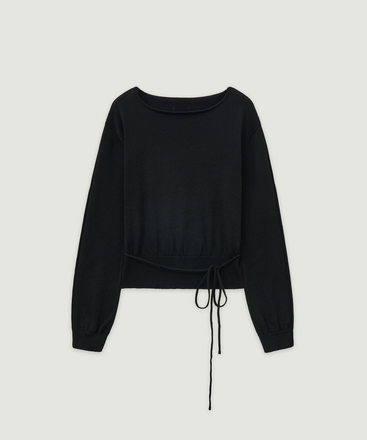 엘무드 우먼(LMOOD WOMEN) DEFNE Silk Wool Boat Neck Pullover Knit Black