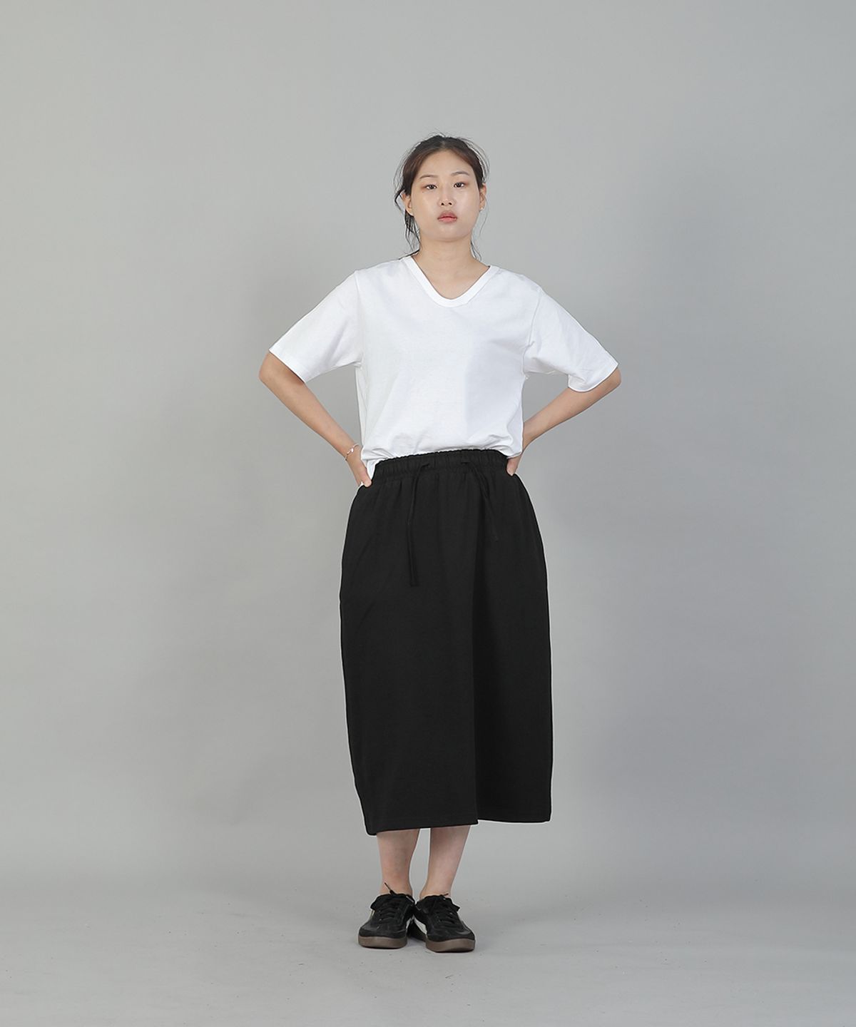 세인트크루(SAINTCREW) 웜 기모 H라인 롱스커트 HWL-1312 카키블랙