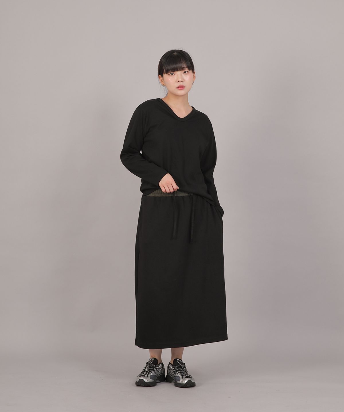 세인트크루(SAINTCREW) 웜 기모 H라인 롱스커트 HWL-1312 블랙블랙
