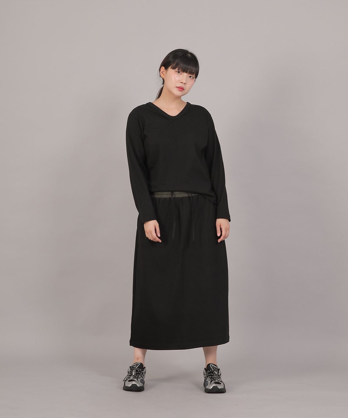 세인트크루(SAINTCREW) 웜 기모 H라인 롱스커트 HWL-1312 블랙블랙