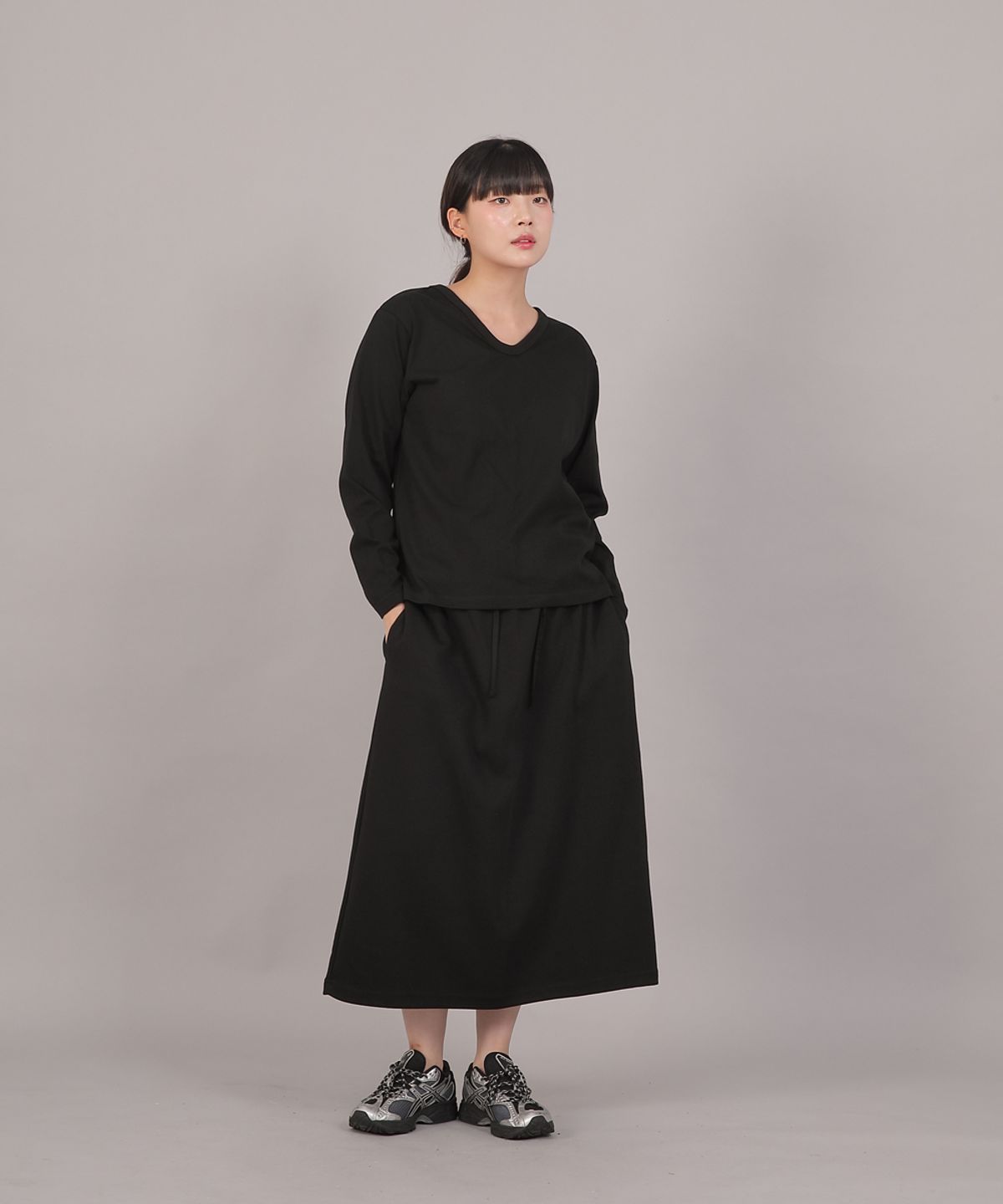 세인트크루(SAINTCREW) 웜 기모 H라인 롱스커트 HWL-1312 블랙블랙