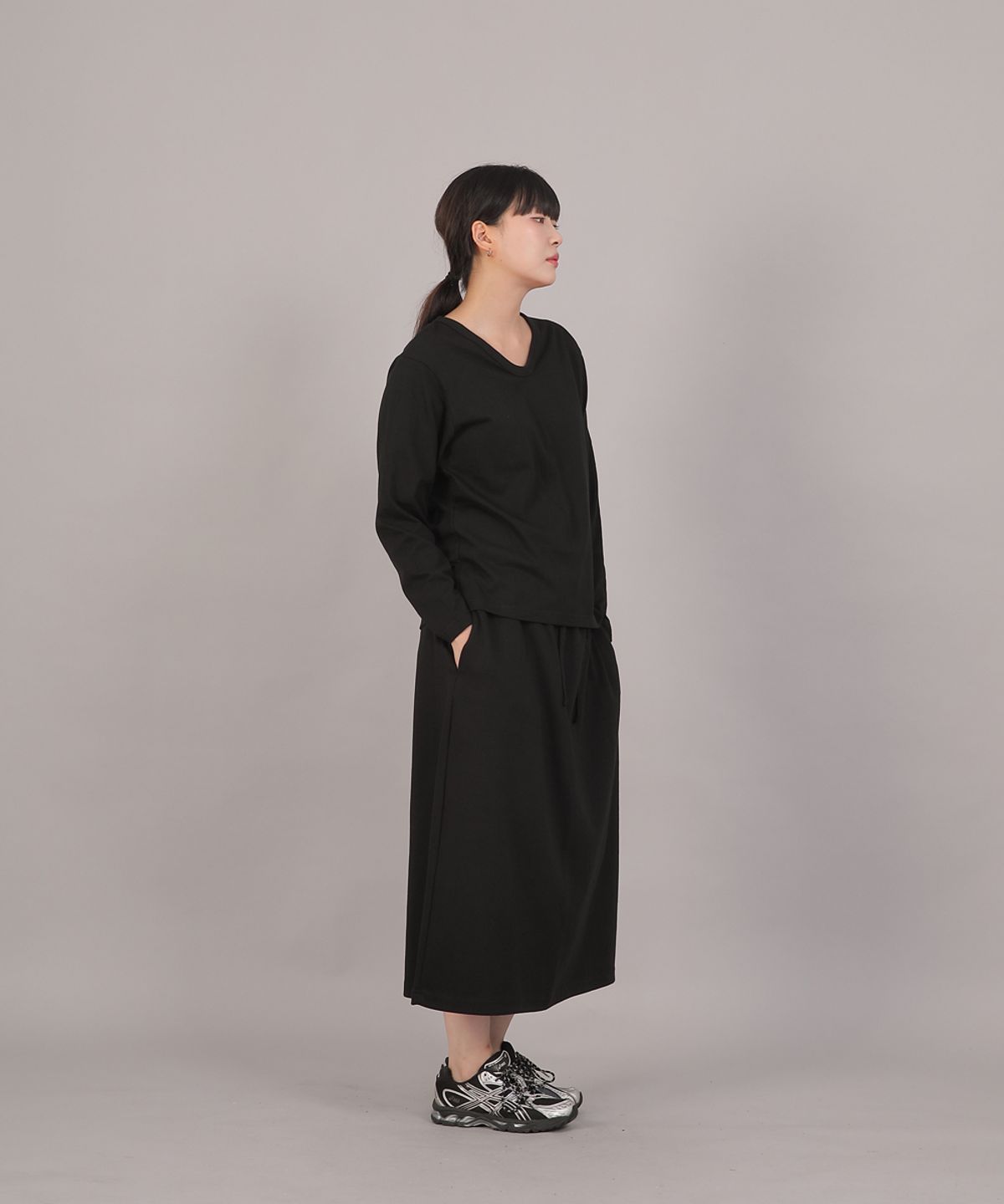 세인트크루(SAINTCREW) 웜 기모 H라인 롱스커트 HWL-1312 블랙블랙