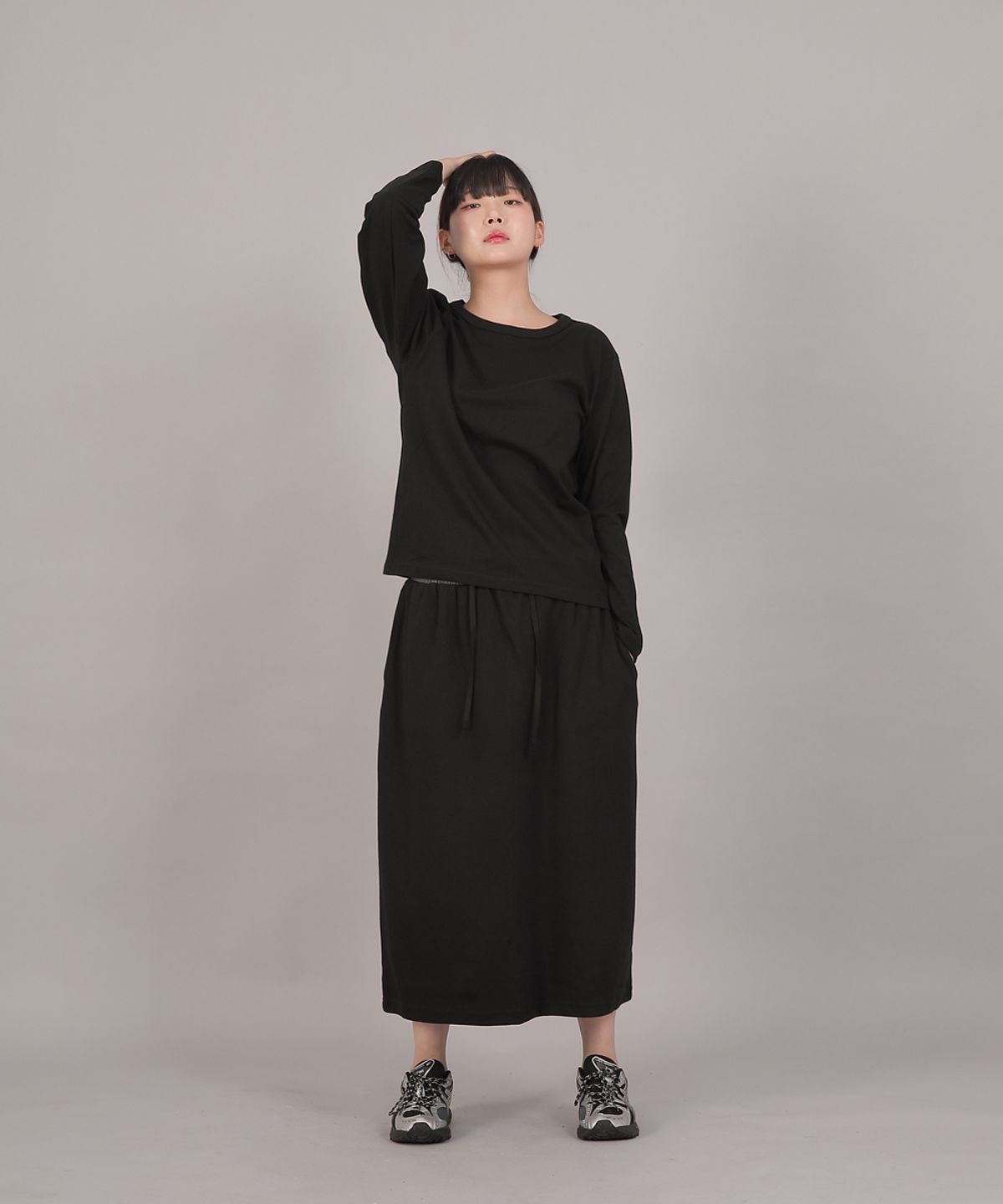 세인트크루(SAINTCREW) 웜 기모 H라인 롱스커트 HWL-1312 그레이블랙