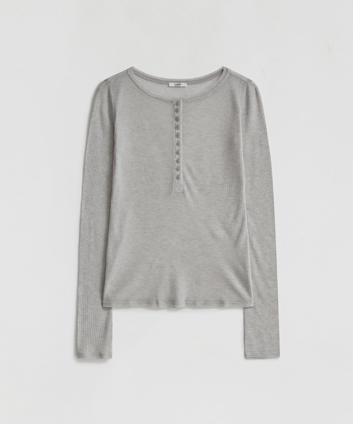 엘무드 우먼(LMOOD WOMEN) JANE Ribbed Sheer T-Shirts Heather Grey