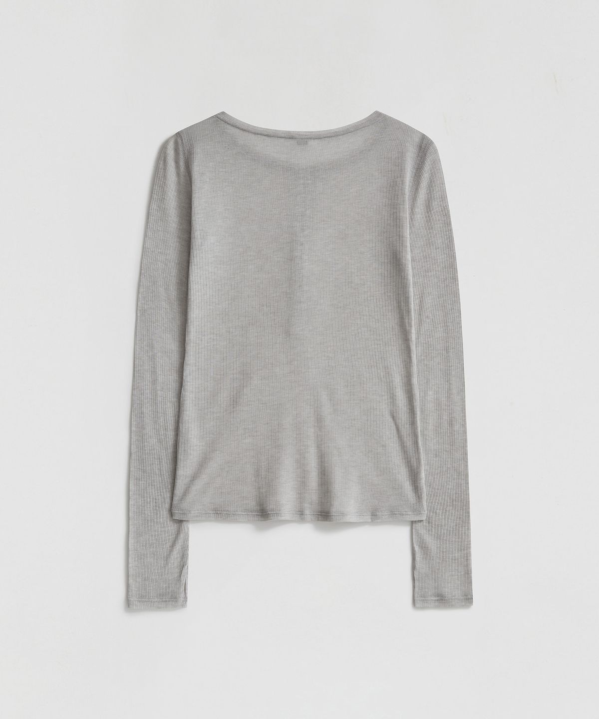 엘무드 우먼(LMOOD WOMEN) JANE Ribbed Sheer T-Shirts Heather Grey