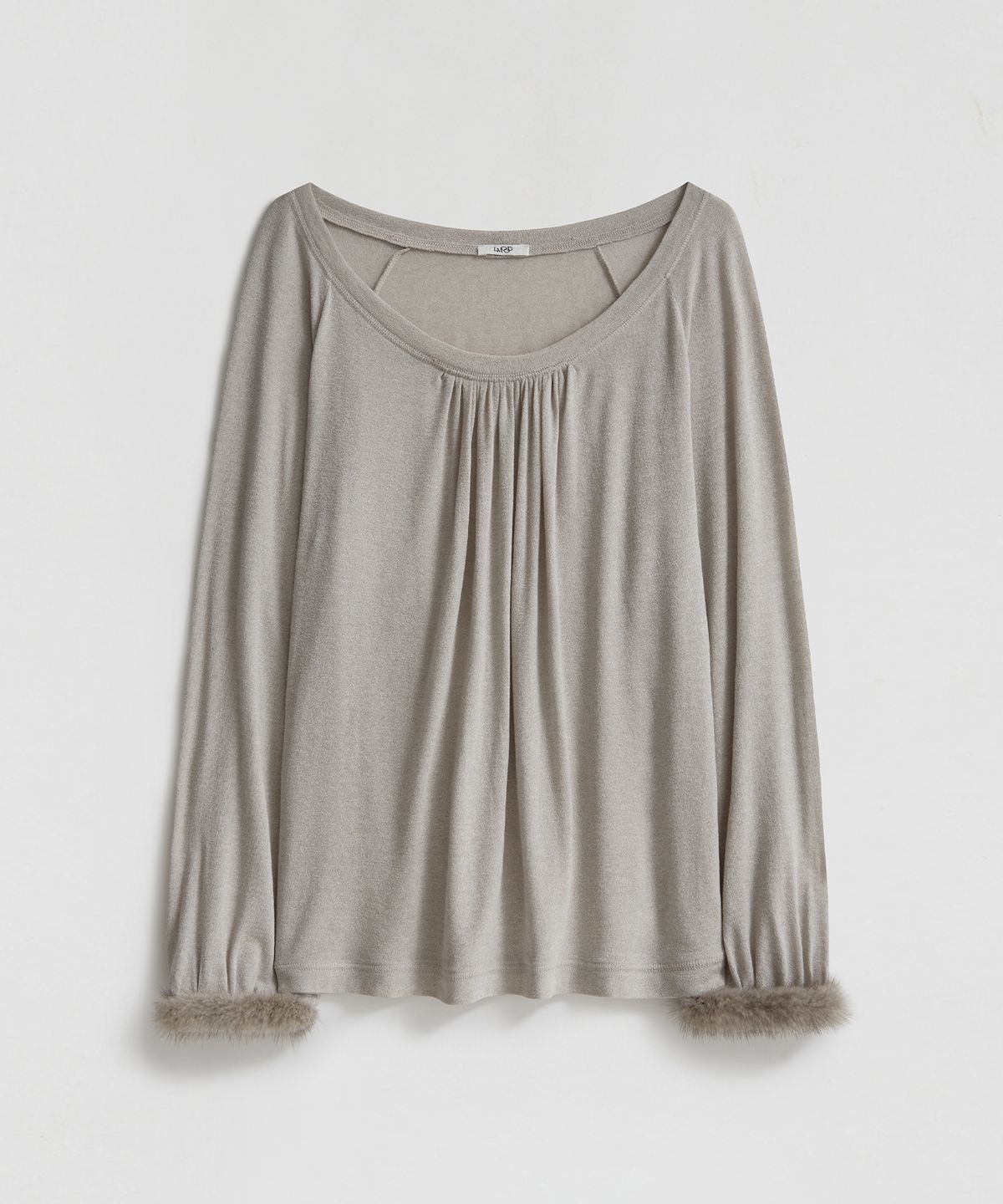 엘무드 우먼(LMOOD WOMEN) SLOUCH Fur Trim Top Beige