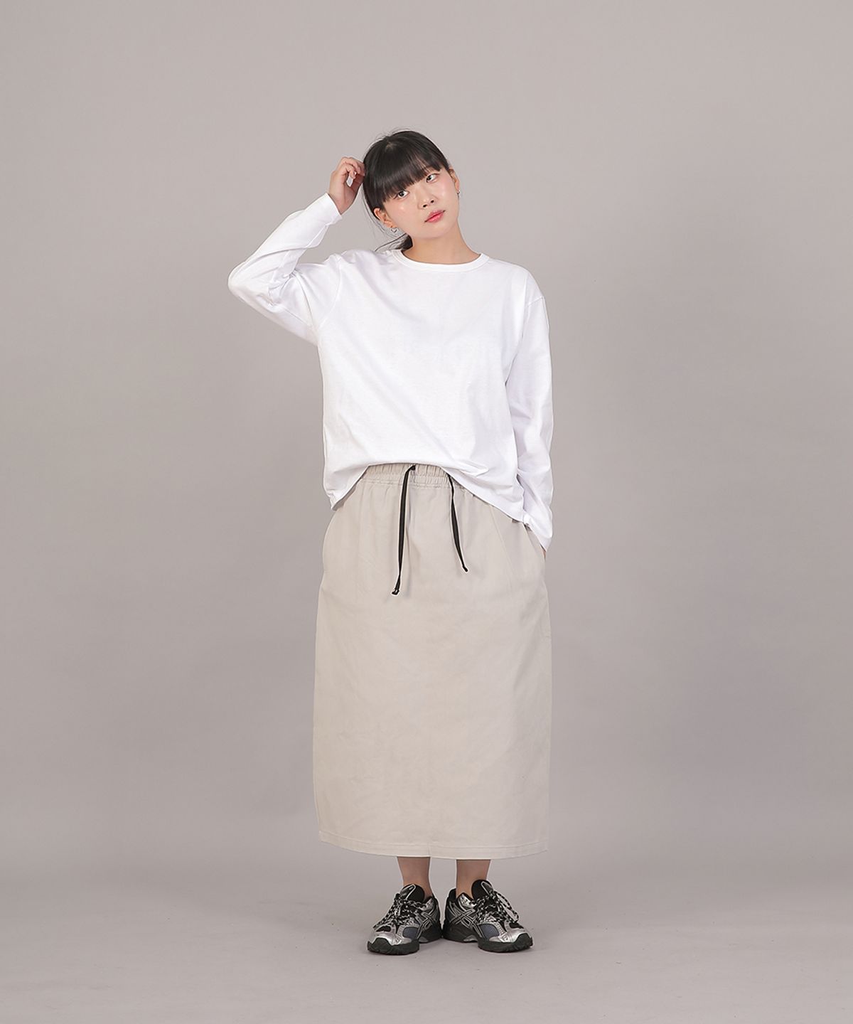 세인트크루(SAINTCREW) H라인 와이드 롱스커트 HWB-1313 오트밀