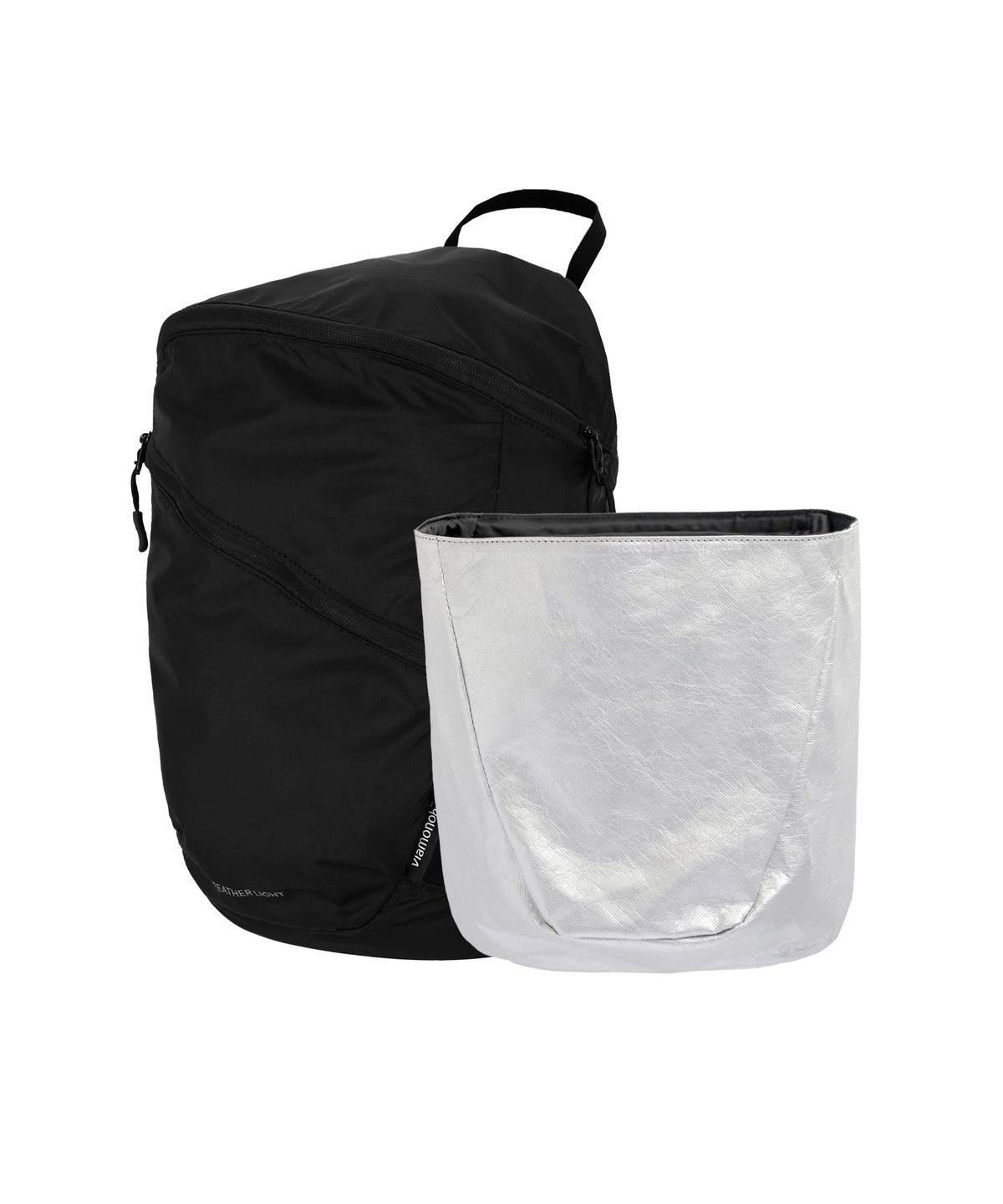 비아모노(VIAMONOH) [SET] 패더라이트 립스탑 경량 패커블 백팩 15L+이너백 (블랙)