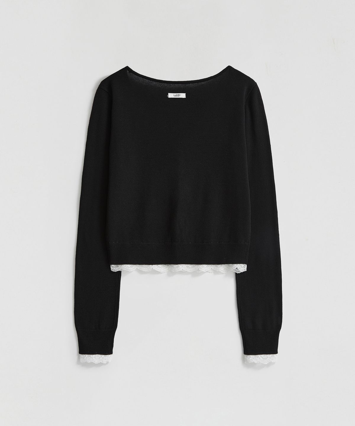 엘무드 우먼(LMOOD WOMEN) BELIN Lace-Layered Cardigan Black