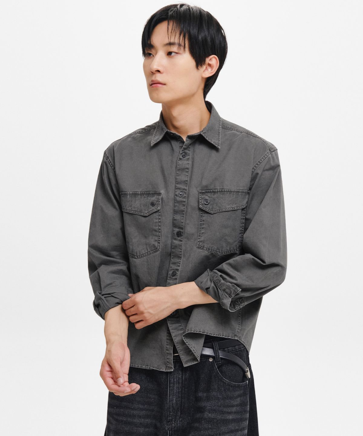 인템포무드(INTEMPOMOOD) 메이슨 투 포켓 셔츠_차콜