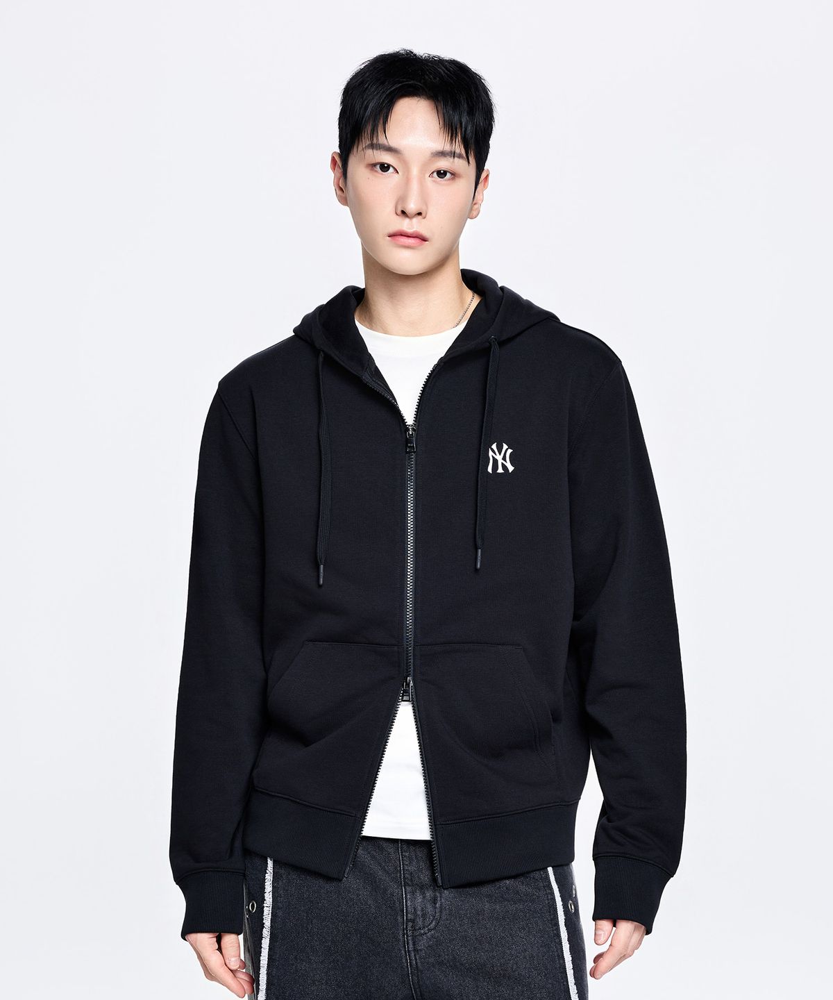 엠엘비(MLB) 베이직 스몰로고 후드집업 NY (Black)