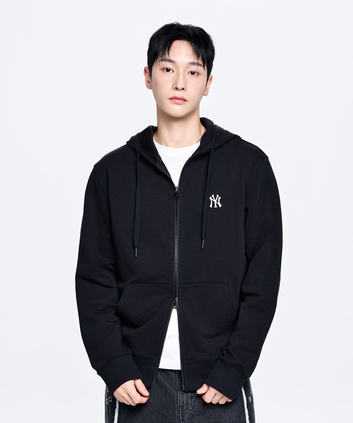 엠엘비(MLB) 베이직 스몰로고 후드집업 NY (Black)