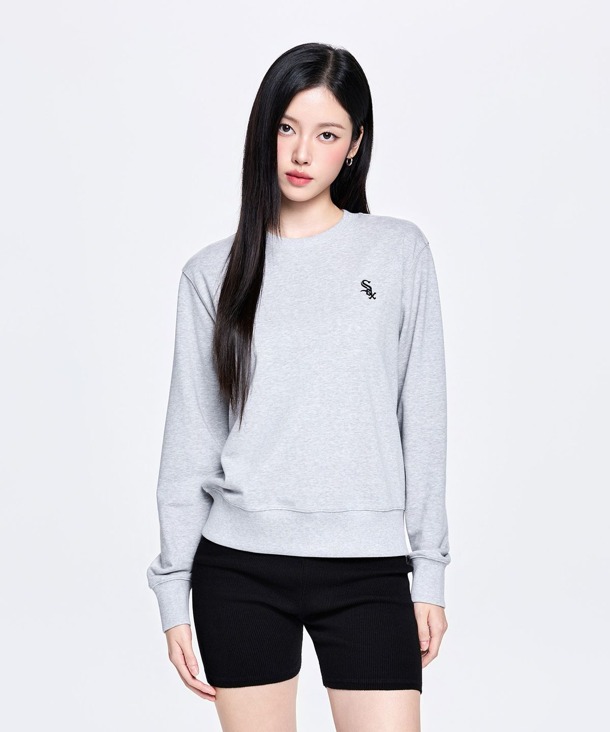 엠엘비(MLB) 베이직 스몰로고 맨투맨 CHW (Melange Grey)