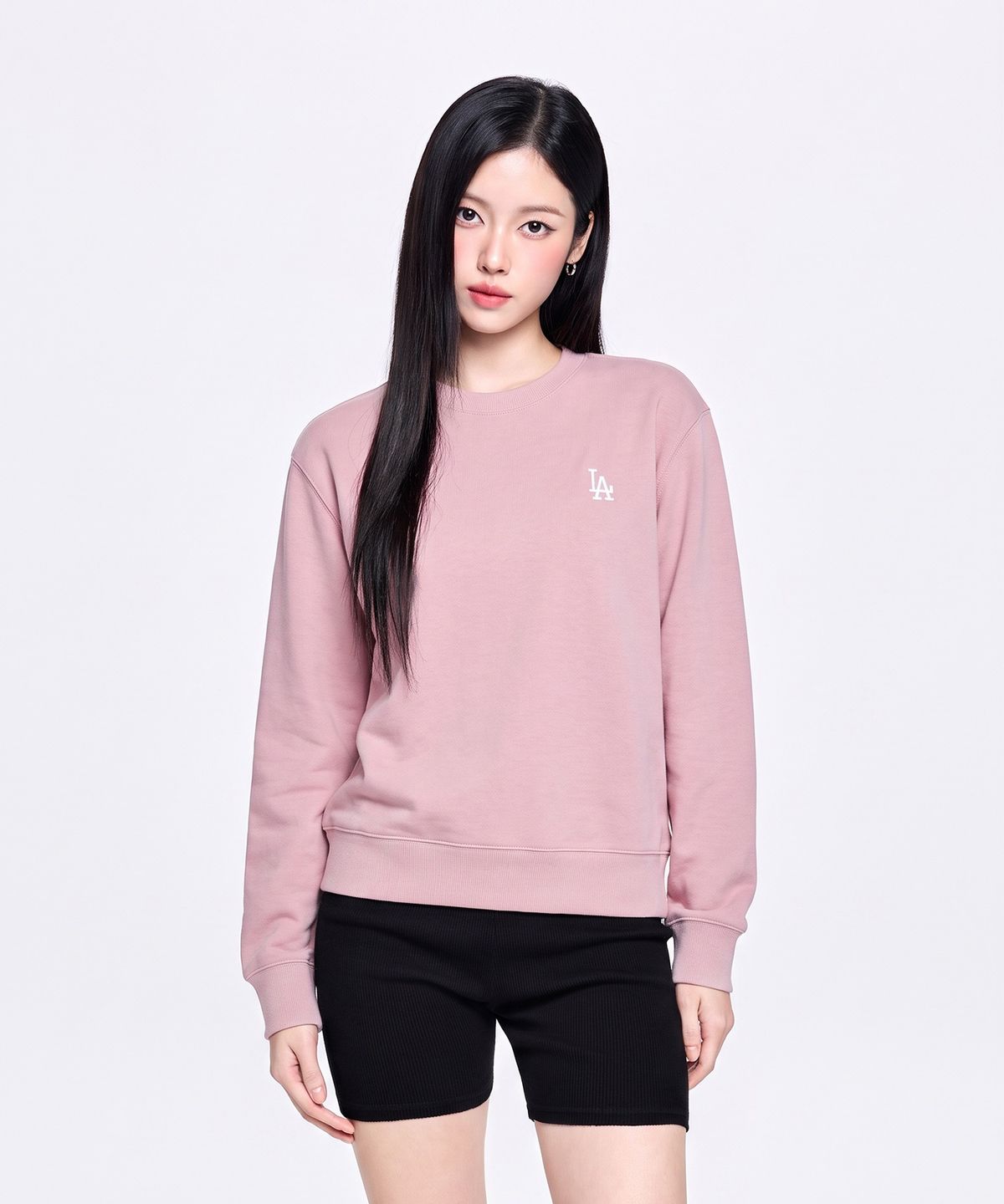 엠엘비(MLB) 베이직 스몰로고 맨투맨 LA (Mg.Pink)
