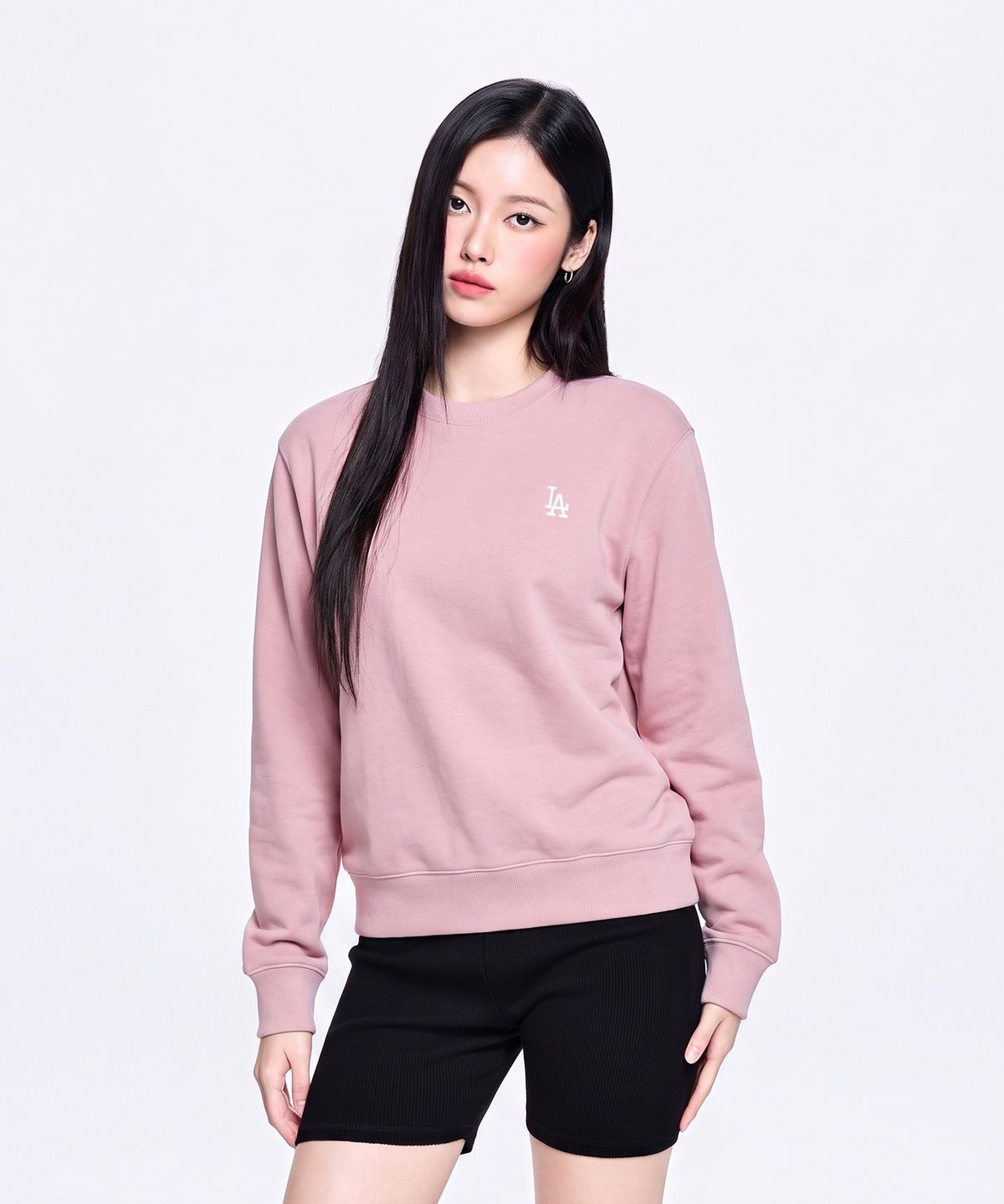 엠엘비(MLB) 베이직 스몰로고 맨투맨 LA (Mg.Pink)