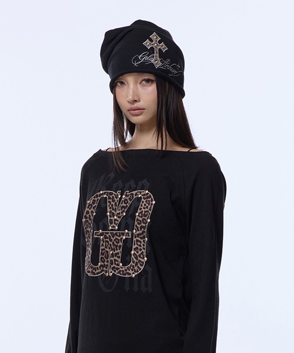 길라아카이브(GILAARCHIVE) CROSS PATCH LETTERING LOGO BEANIE_BLACK
