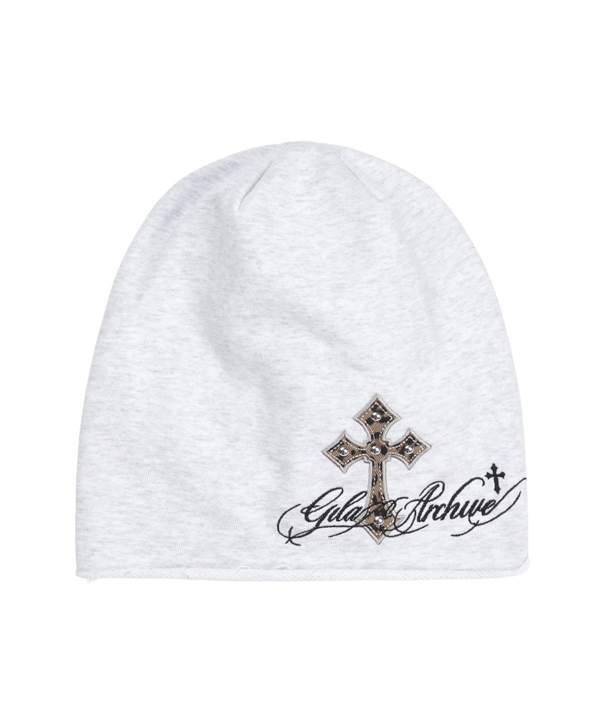 길라아카이브(GILAARCHIVE) CROSS PATCH LETTERING LOGO BEANIE_LIGHT GREY