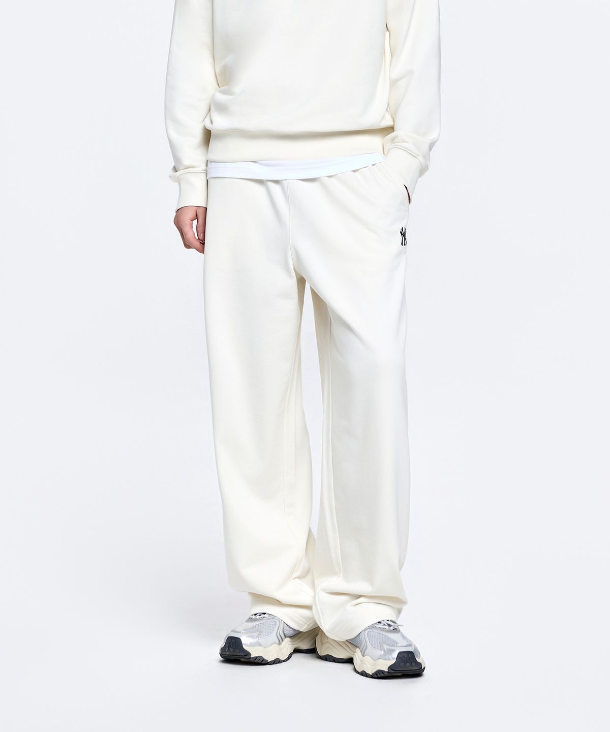 엠엘비(MLB) 베이직 스몰로고 와이드 팬츠 NY (Cream)