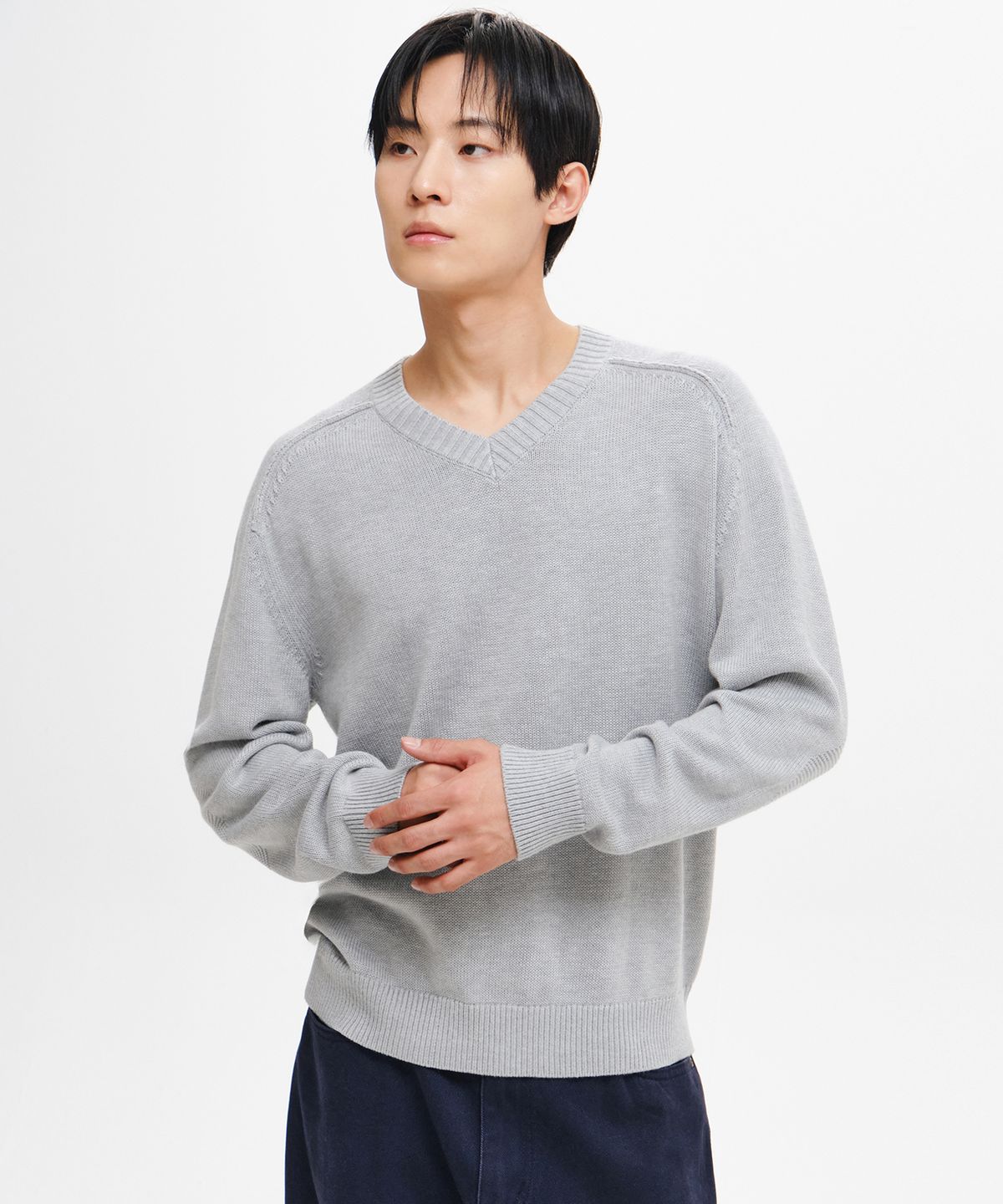인템포무드(INTEMPOMOOD) 와이드 립 브이넥 니트 : 4컬러