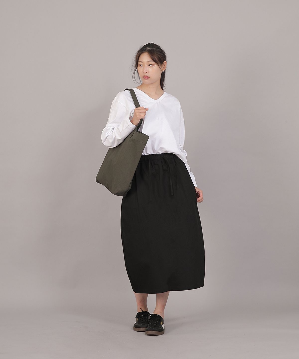 세인트크루(SAINTCREW) H라인 와이드 롱스커트 HWB-1313 블랙
