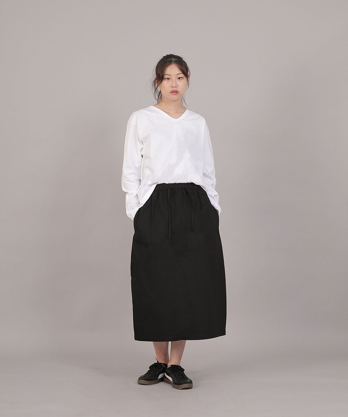 세인트크루(SAINTCREW) H라인 와이드 롱스커트 HWB-1313 블랙