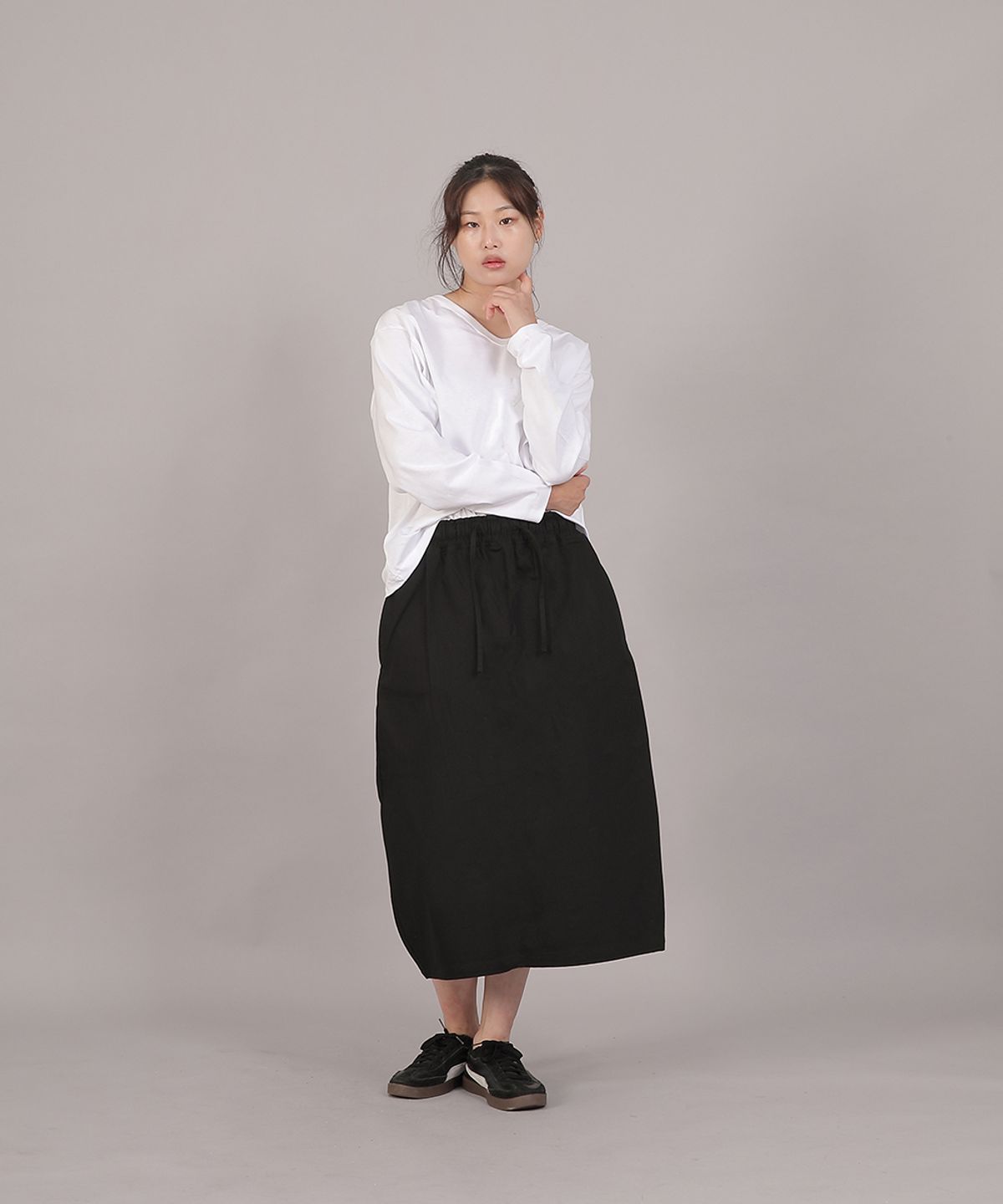 세인트크루(SAINTCREW) H라인 와이드 롱스커트 HWB-1313 블랙