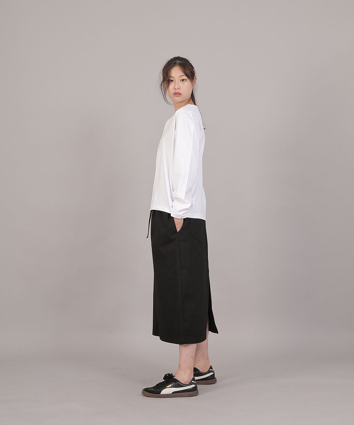 세인트크루(SAINTCREW) H라인 와이드 롱스커트 HWB-1313 블랙