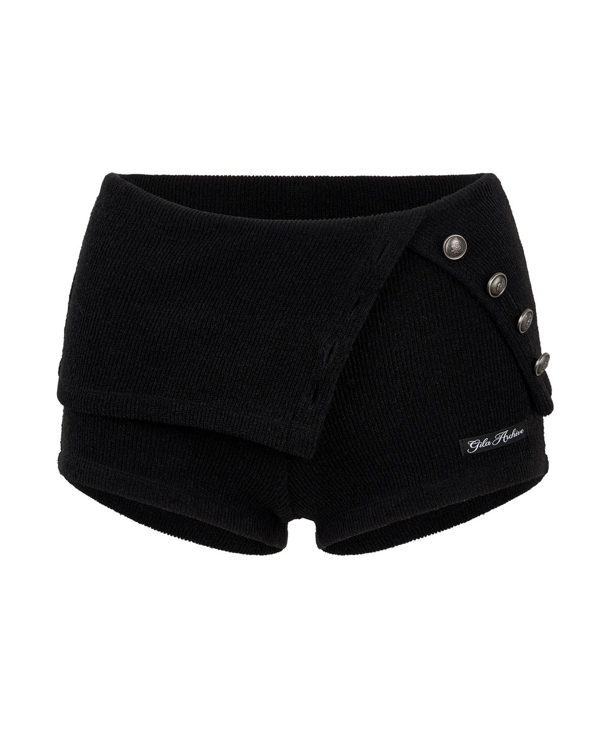 길라아카이브(GILAARCHIVE) 4-BUTTON KNIT SHORTS_BLACK