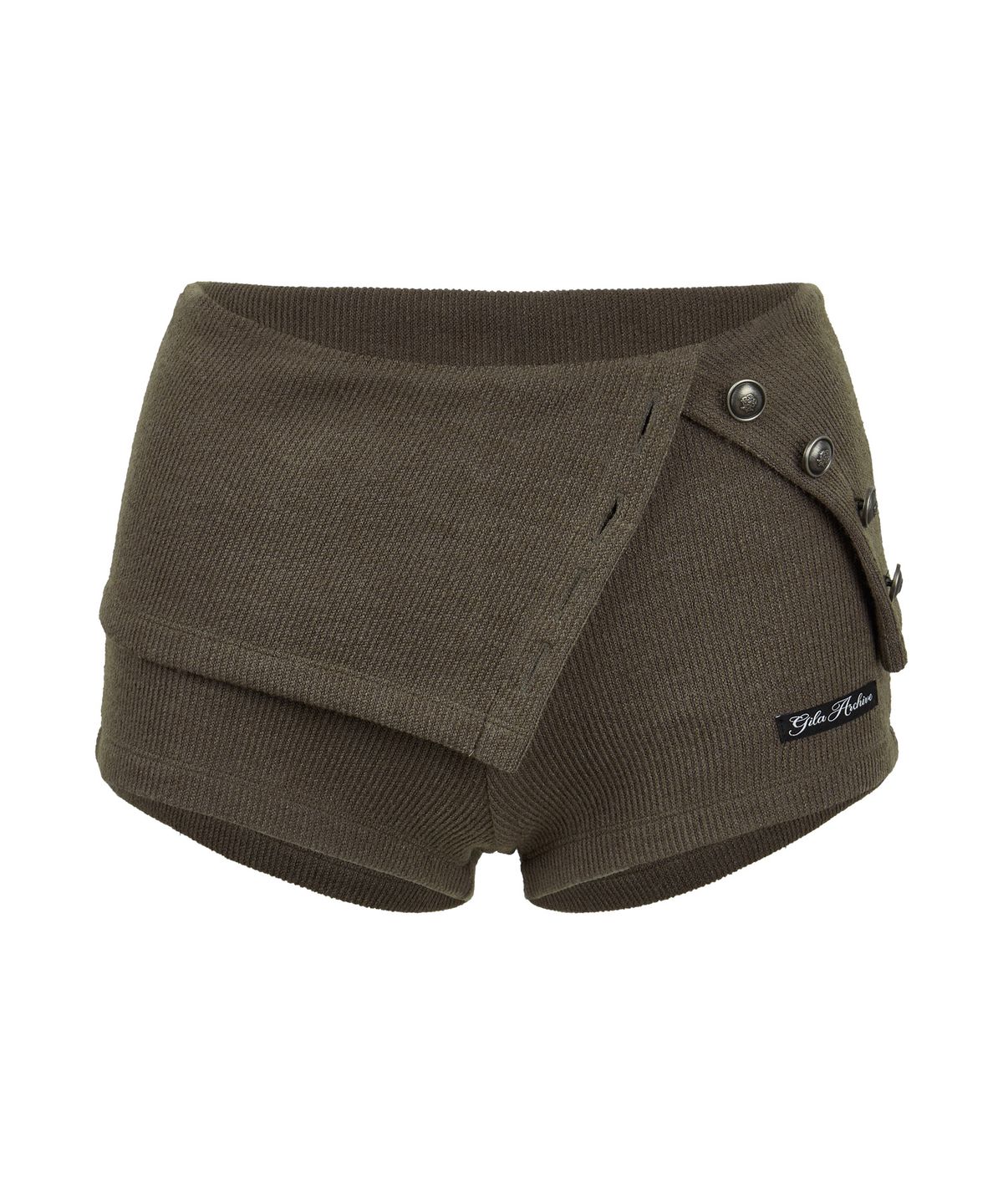 길라아카이브(GILAARCHIVE) 4-BUTTON KNIT SHORTS_KHAKI