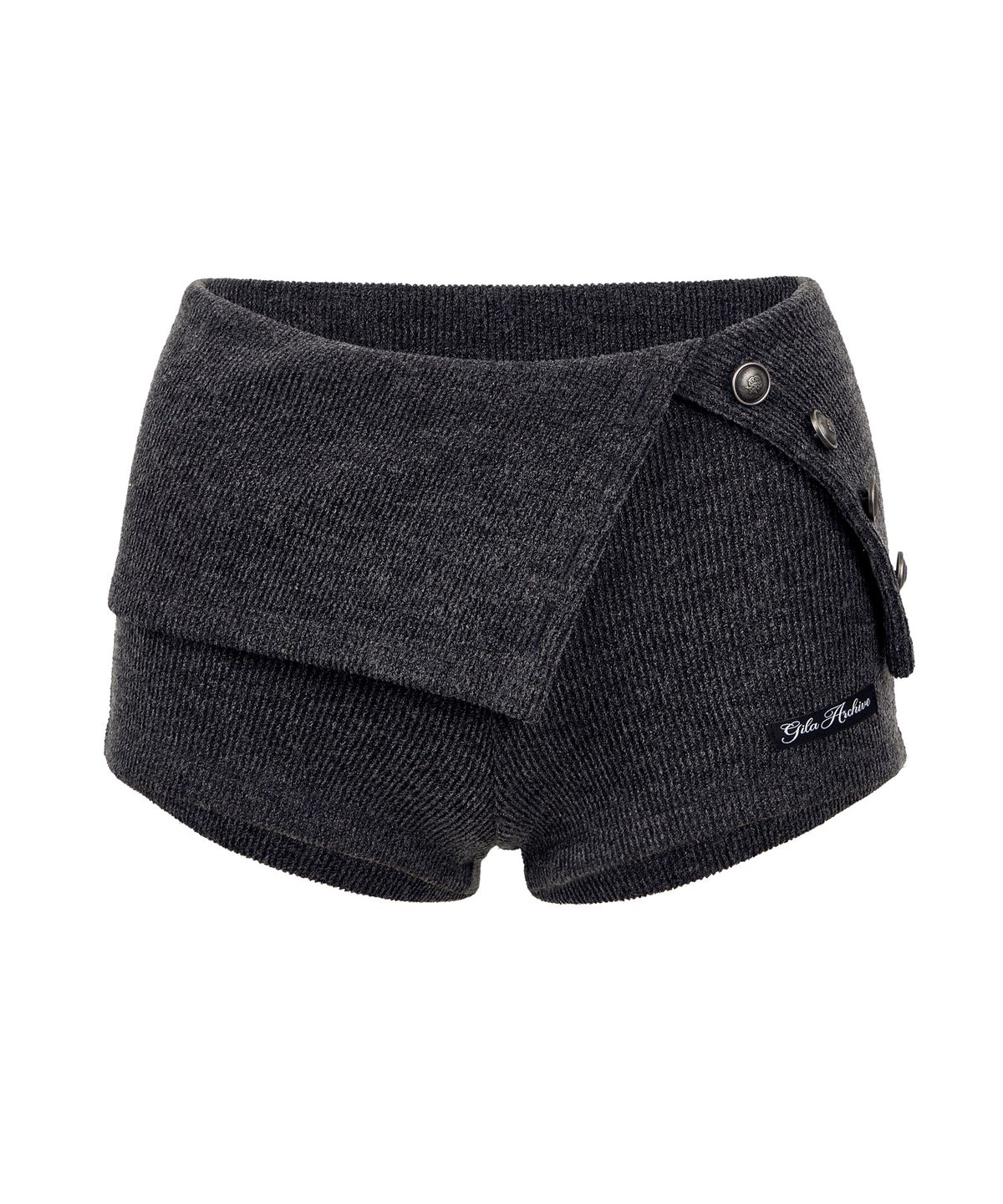 길라아카이브(GILAARCHIVE) 4-BUTTON KNIT SHORTS_CHARCOAL