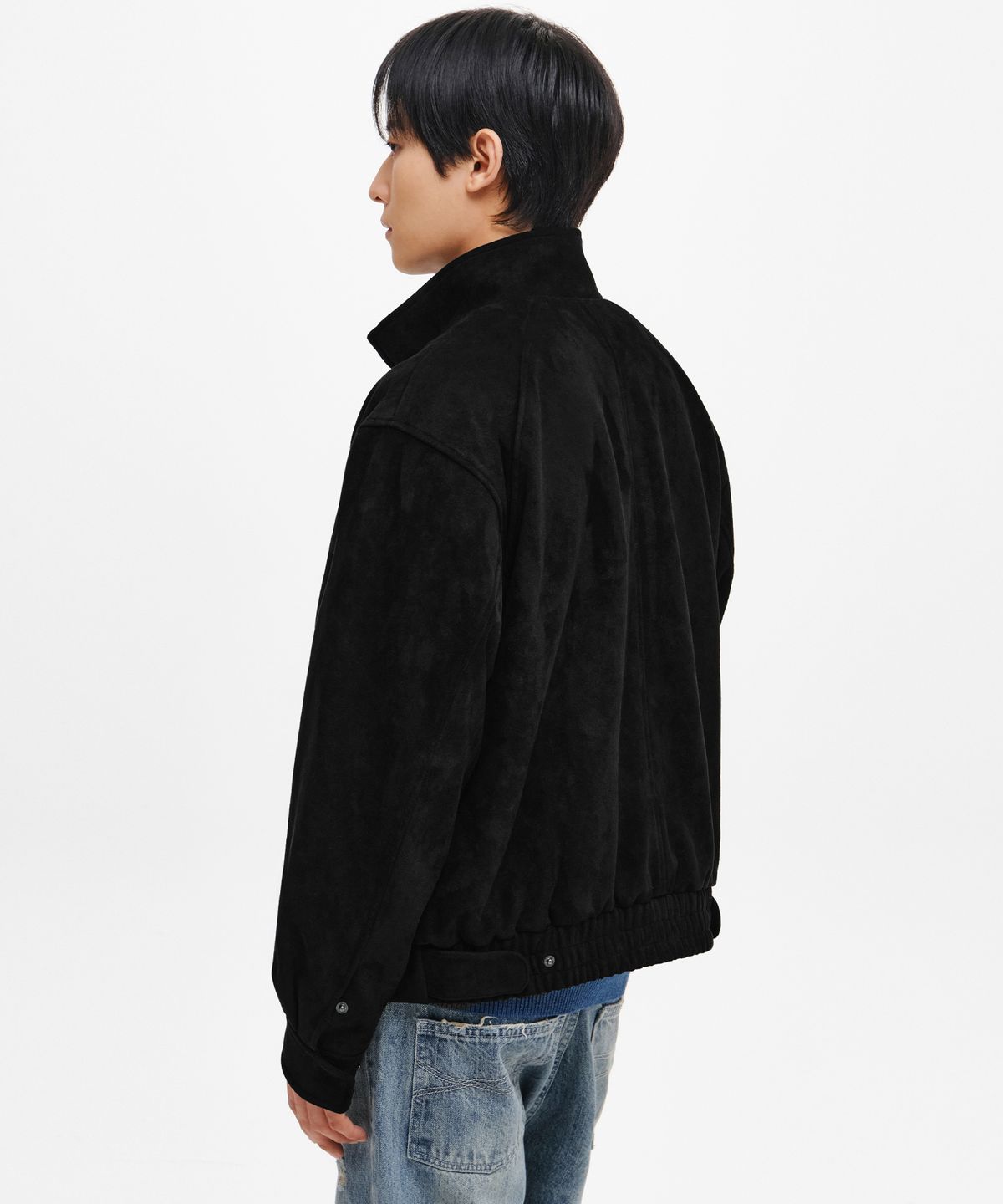 인템포무드(INTEMPOMOOD) 하이넥 스웨이드 재킷_블랙