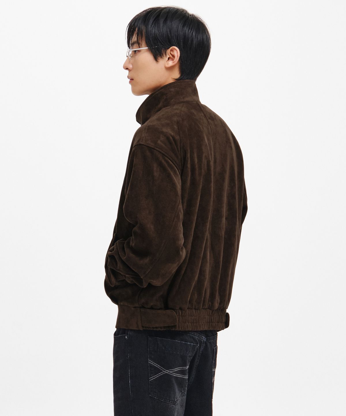 인템포무드(INTEMPOMOOD) 하이넥 스웨이드 재킷_브라운