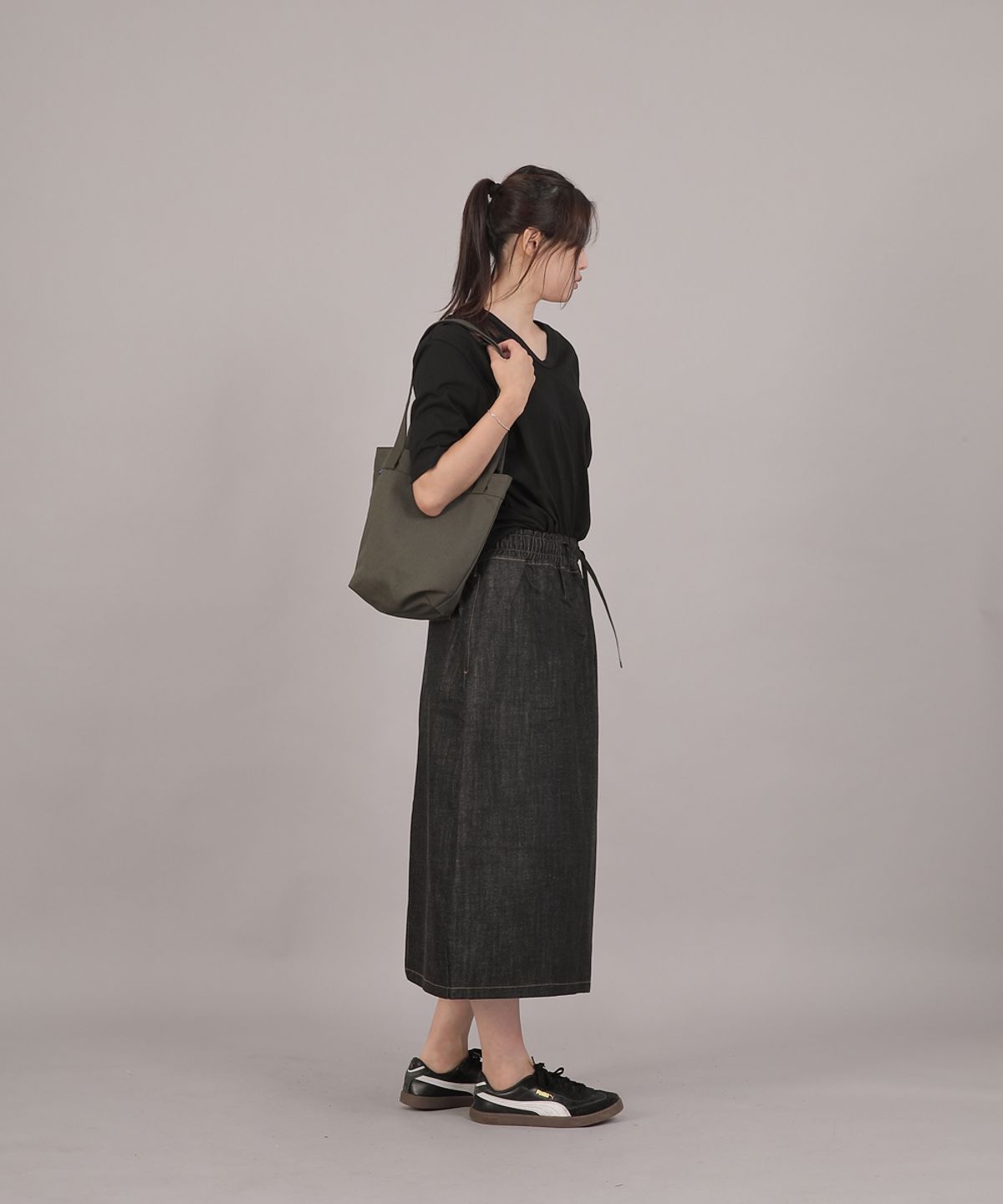 세인트크루(SAINTCREW) H라인 와이드 롱스커트 HWB-1313 데님 블랙