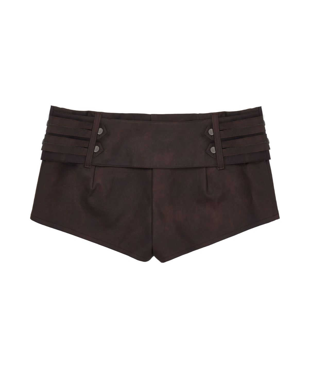 길라아카이브(GILAARCHIVE) NAPOLEON BELTED LEATHER SHORT PANTS_BROWN