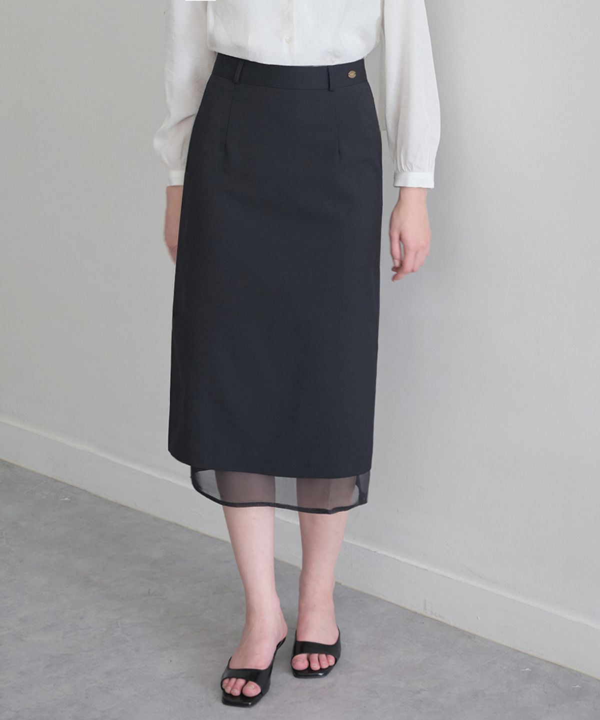 르나브(LENAV) Les wool tr skirt (black)