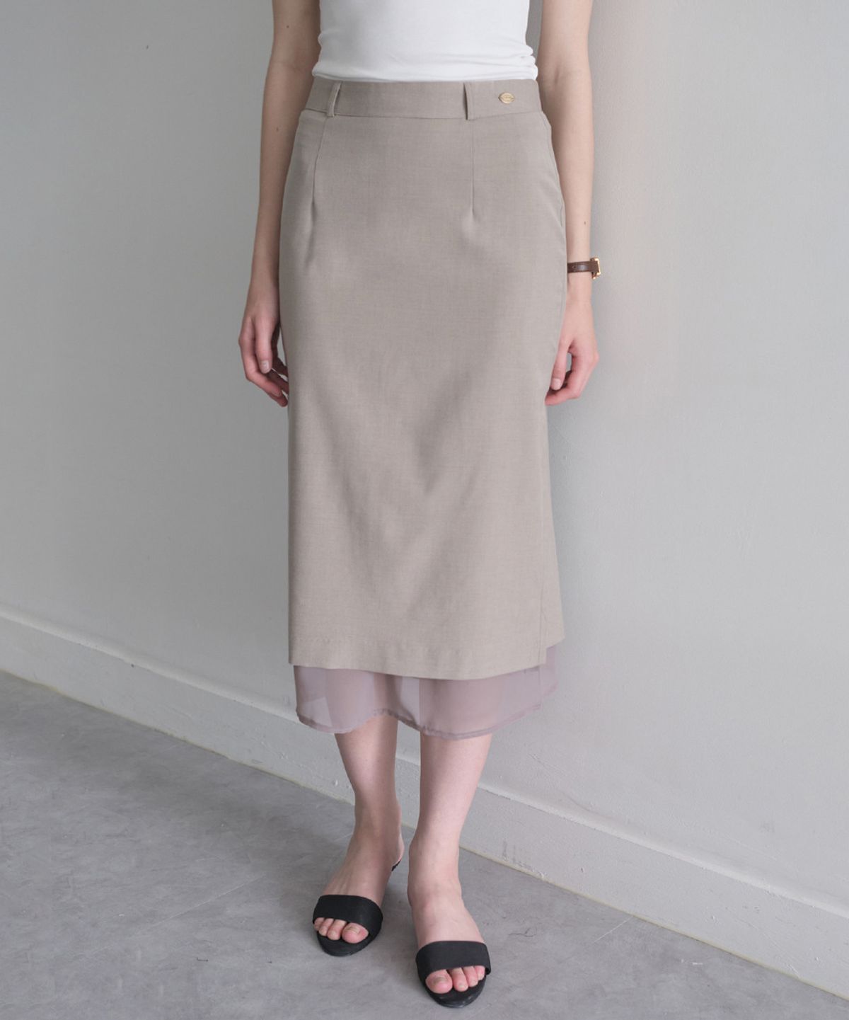 르나브(LENAV) Les wool tr skirt (charcoal)