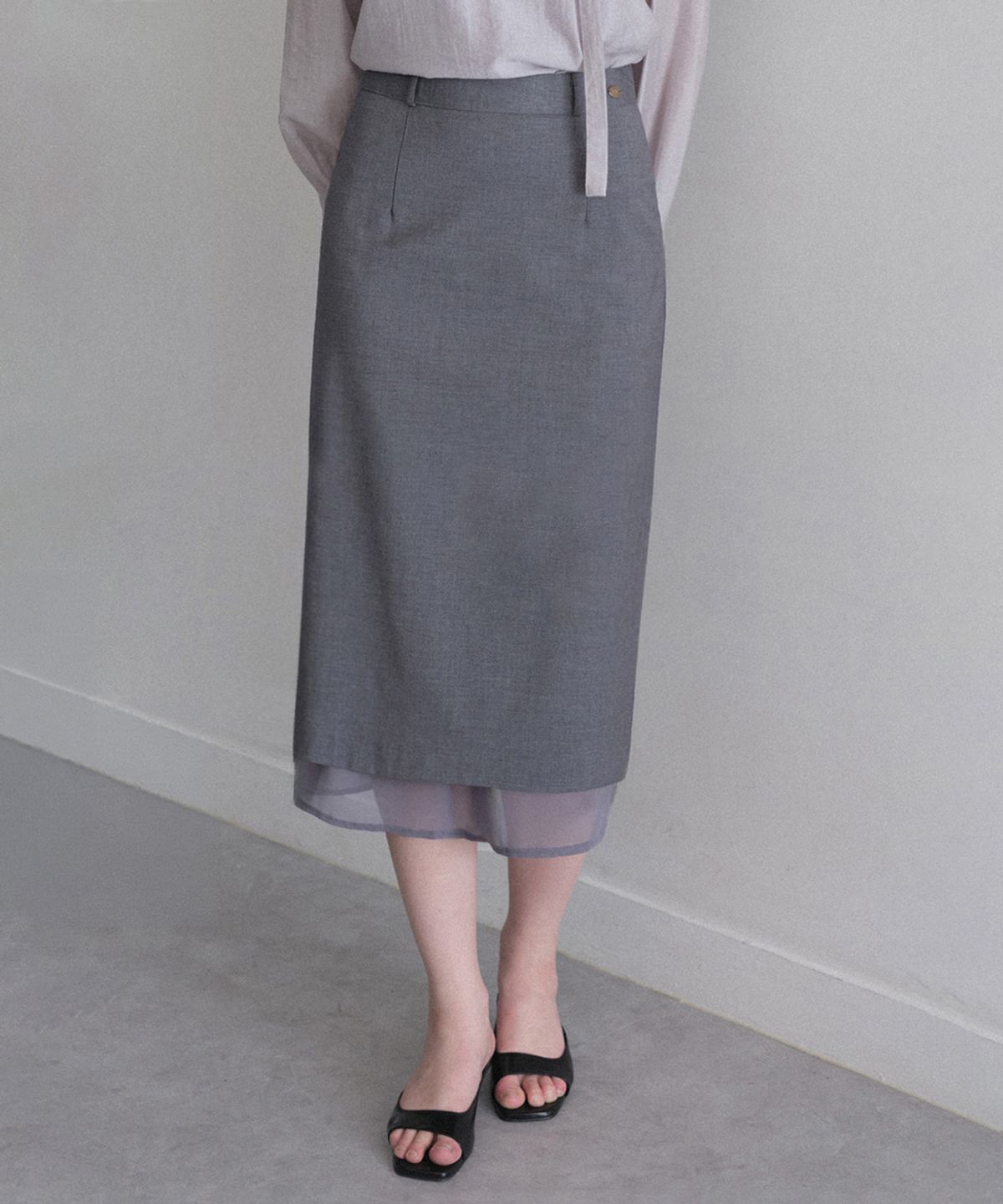 르나브(LENAV) Les wool tr skirt (navy)