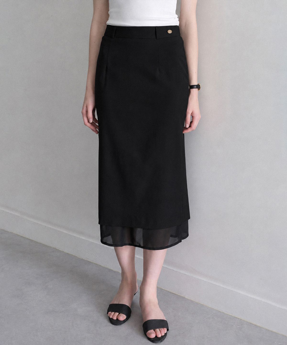 르나브(LENAV) Les wool tr skirt (dark beige)