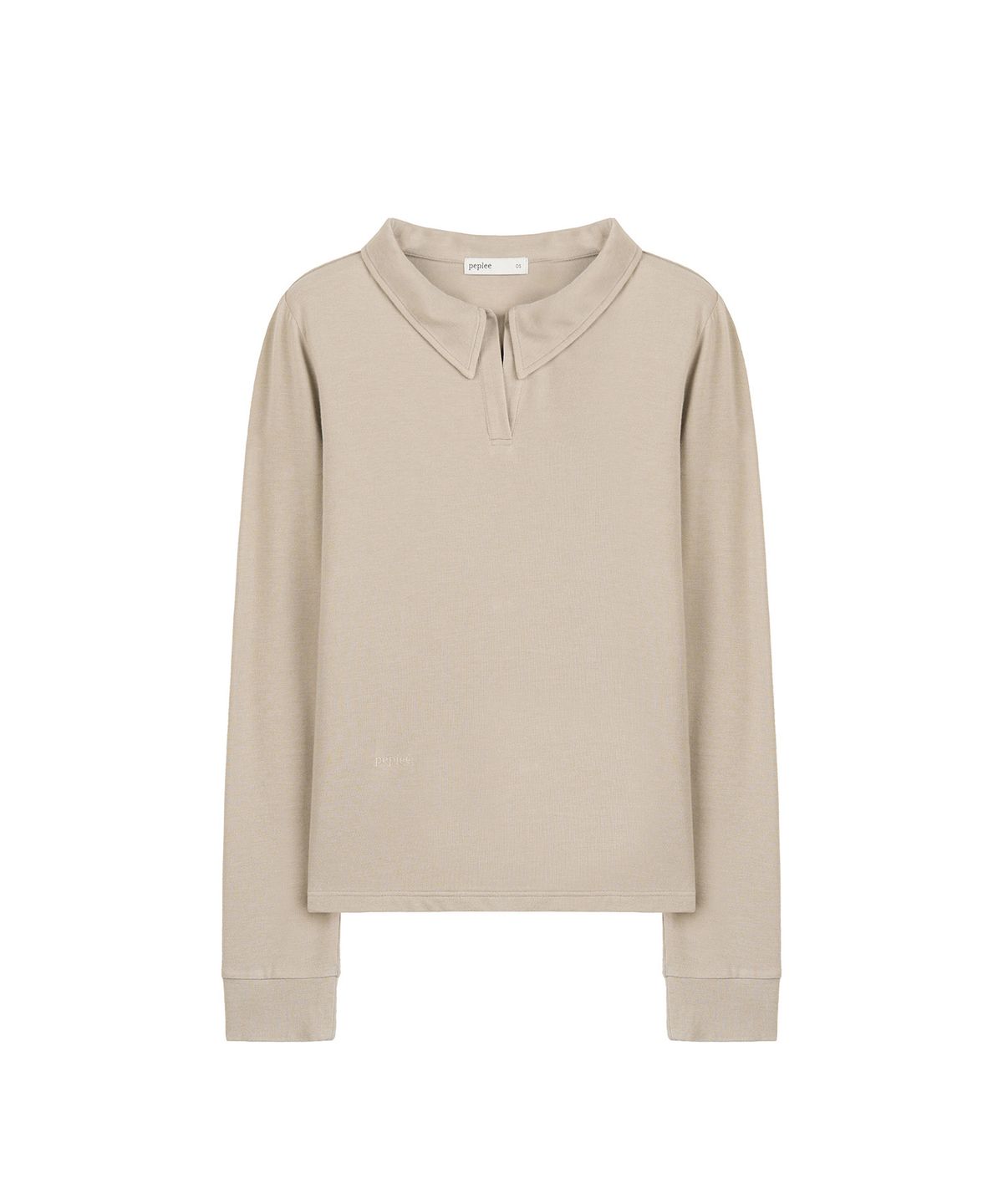 페플리(PEPLEE) Open Collar Long Sleeve (Beige)