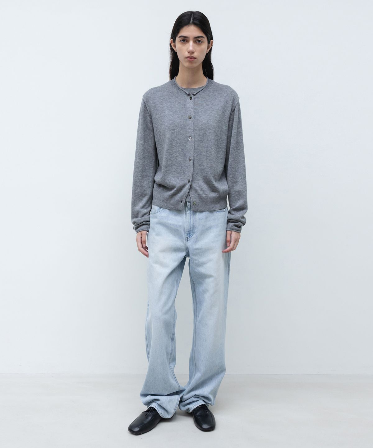 인사일런스 우먼(INSILENCE WOMEN) W 울 블렌드 레이어드 가디건 MELANGE GREY