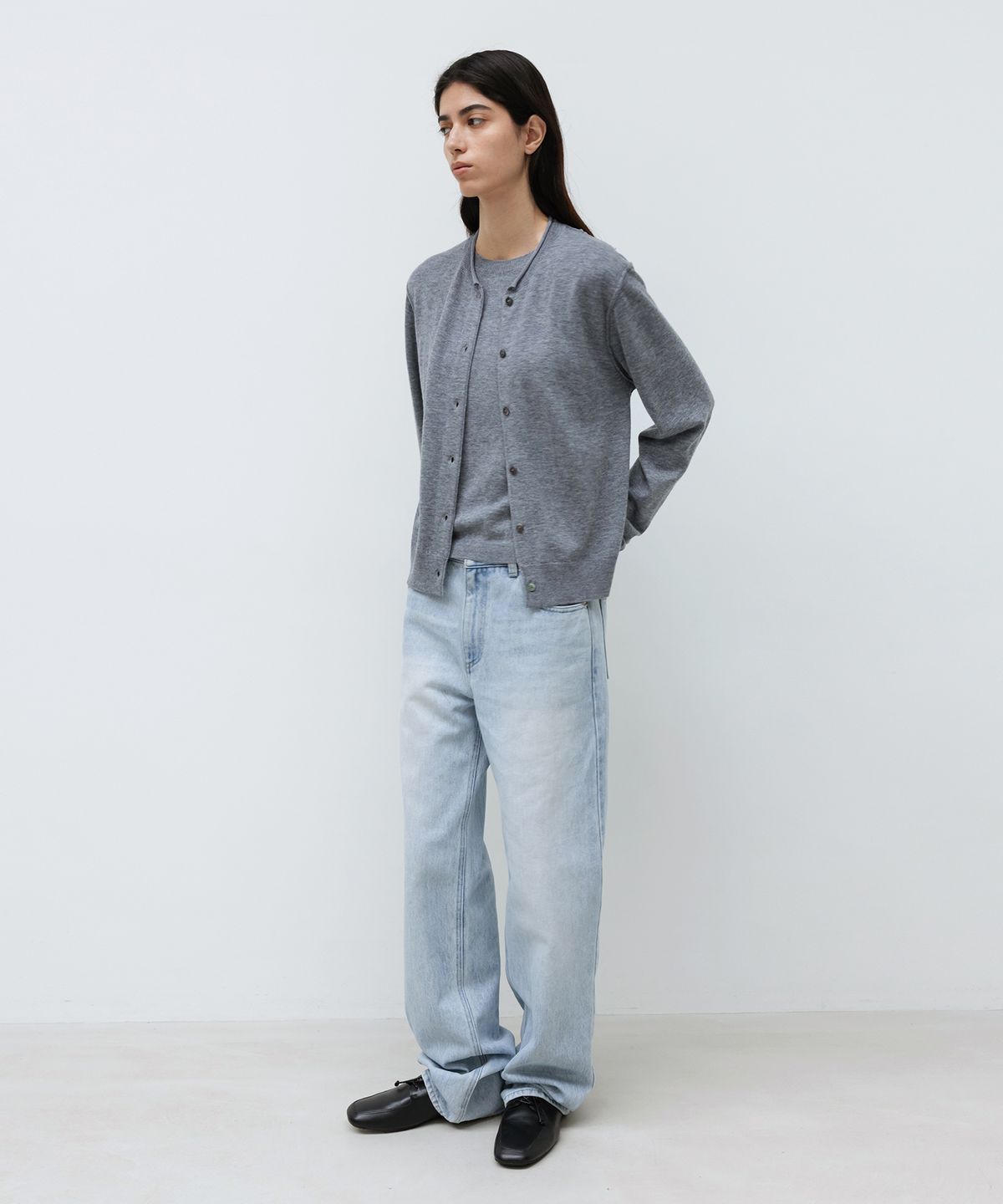 인사일런스 우먼(INSILENCE WOMEN) W 울 블렌드 레이어드 가디건 MELANGE GREY