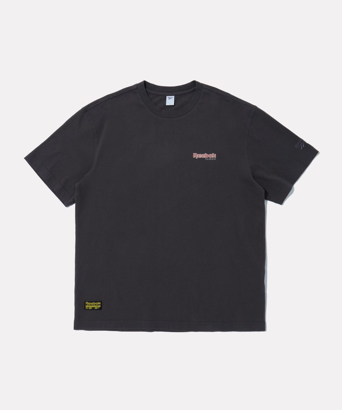 리복(REEBOK) 베이직 로고 워싱 반팔티 - 차콜