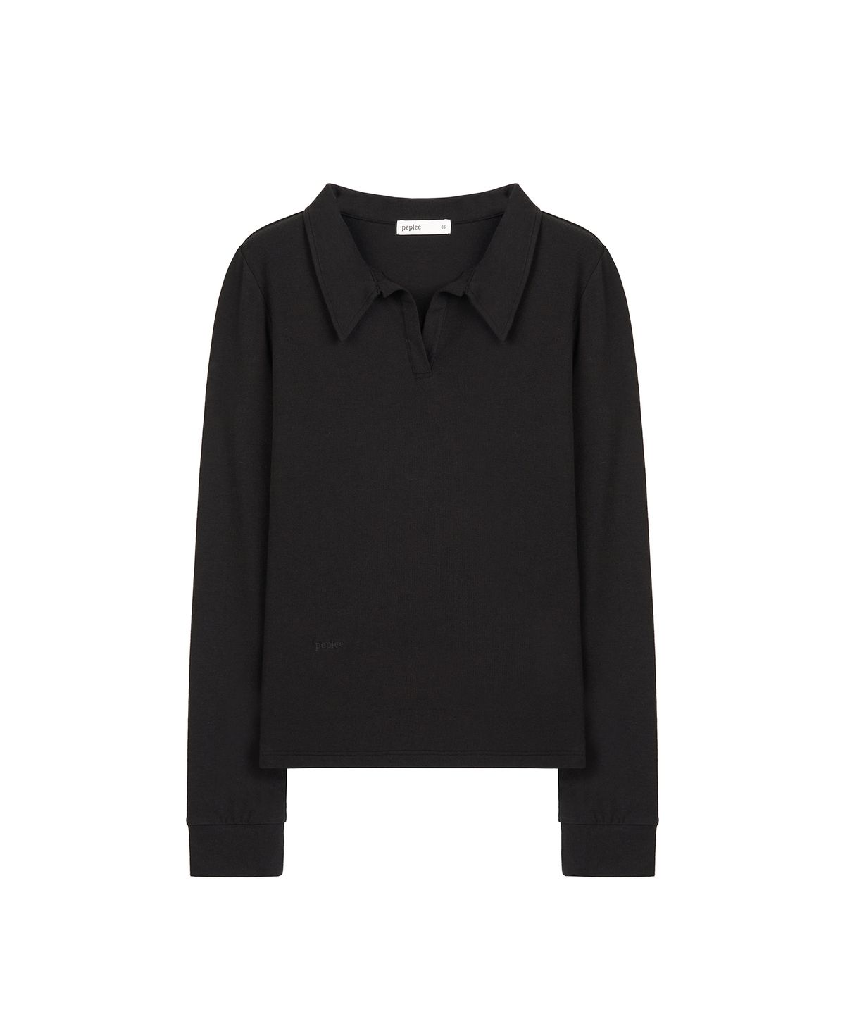 페플리(PEPLEE) Open Collar Long Sleeve (Black)