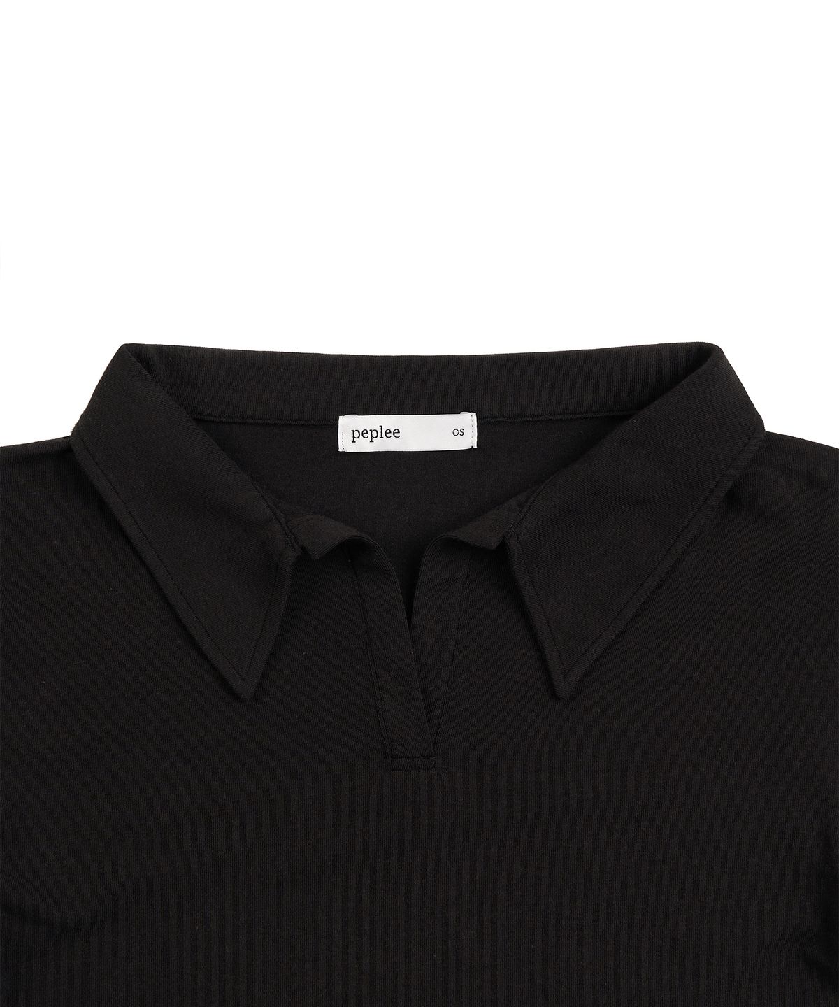 페플리(PEPLEE) Open Collar Long Sleeve (Black)
