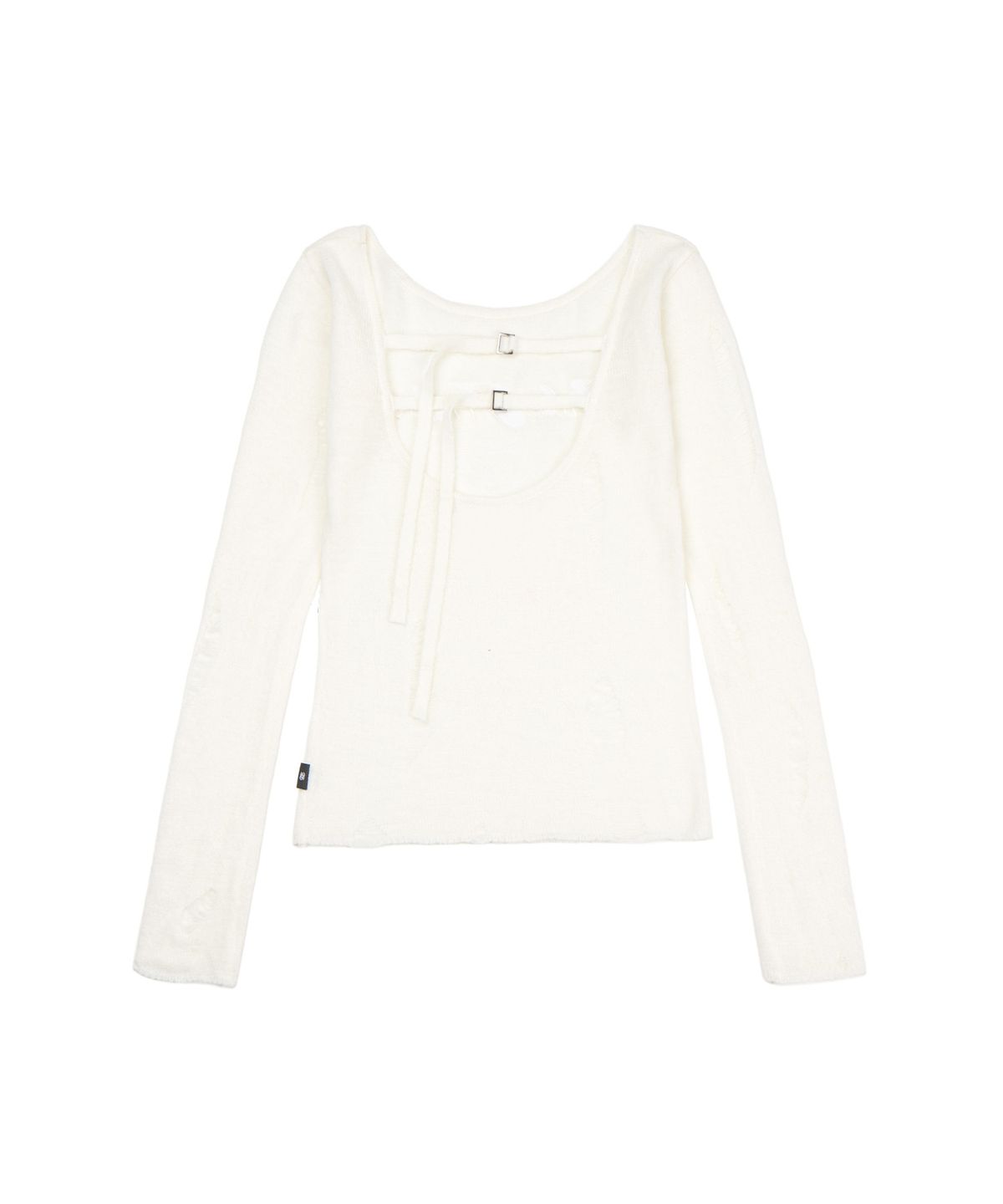 길라아카이브(GILAARCHIVE) DAMAGE BACKLESS LOGO KNIT_IVORY