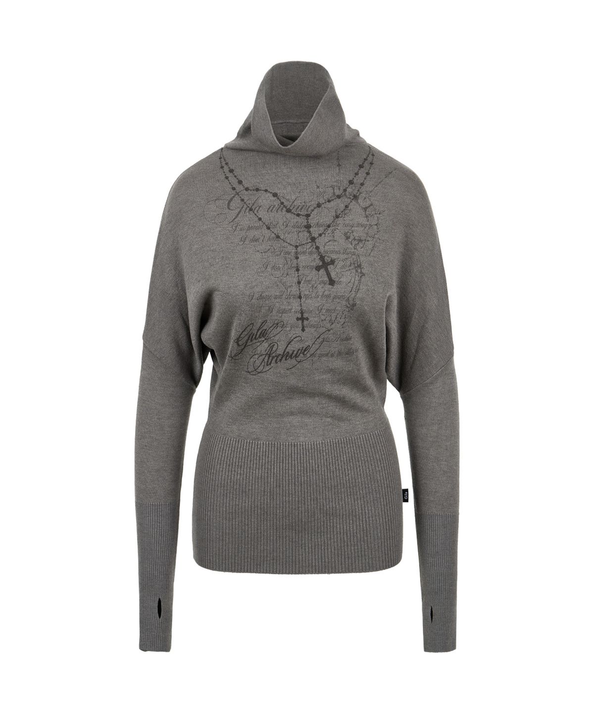 길라아카이브(GILAARCHIVE) HIGH NECK COWL GRAPHIC KNIT_GREY