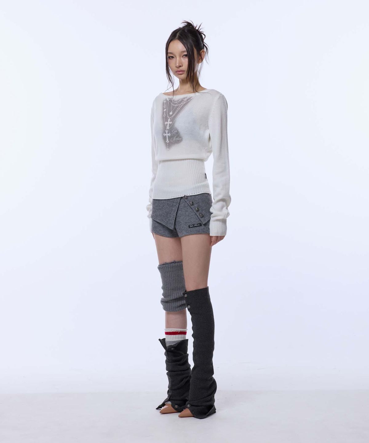 길라아카이브(GILAARCHIVE) NECKLACE OFF SHOULDER KNIT_IVORY